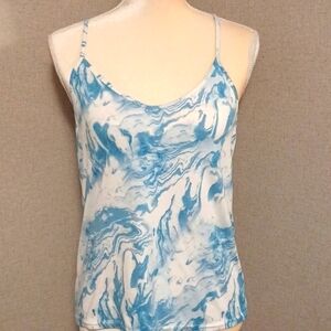 5/$20 M Laundry by Shelli Segal very soft tank with blue and white water color